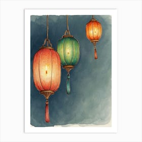 Three Chinese Lanterns Art Print