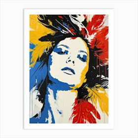 Woman With Feathers, Pop Art Art Print