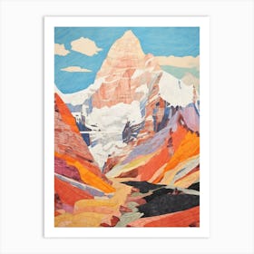 Makalu Nepal 3 Colourful Mountain Illustration Art Print