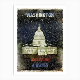 Vintage Travel Poster ― Washington American Airlines Art Print