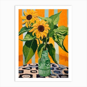 Flowers In A Vase Still Life Painting Sunflower 2 Art Print