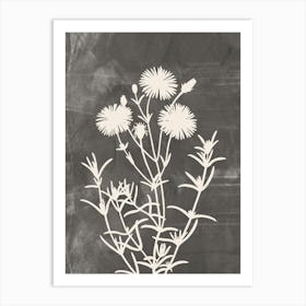 Wildflowers In Gray, Minimalist Botanical 1 Art Print