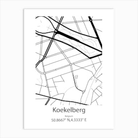 Koekelberg,Belgium Minimalist Map Art Print