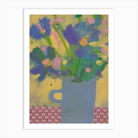 Whimsical Bouquet In A Blue Vase Art Print