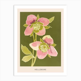 Pink & Green Hellebore 2 Flower Poster Art Print