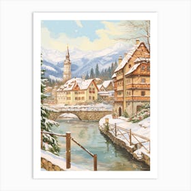 Vintage Winter Illustration Bavaria Germany 1 Art Print