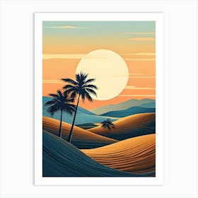 Desert Landscape With Palm Trees 8 Art Print