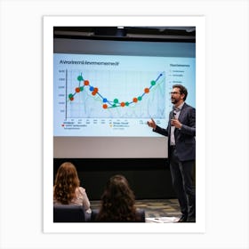 Ceo Delivering A Keynote Speech Mid Gesture Implying Advice On Career Progress And Corporate Econo (6) Art Print