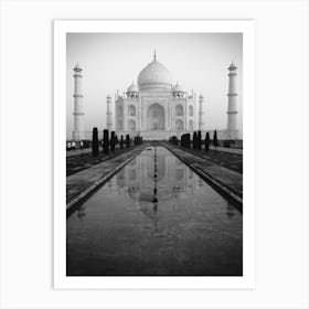 Taj Mahal Black And White Art Print