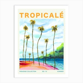 Tropical Palm Trees Landscape Typography Art Print