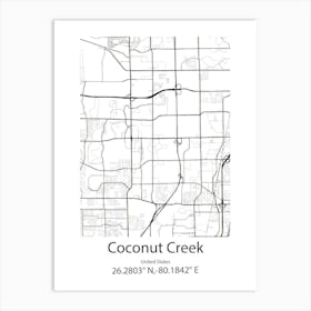 Coconut Creek,United States Minimalist Map 1 Art Print