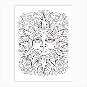 Line Art Inspired By  The Creation Of The Sun 2 Art Print