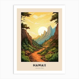 Kalalau Trail Hawaii 3 Vintage Hiking Travel Poster Art Print
