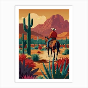 Cowboy In The Desert Art Print