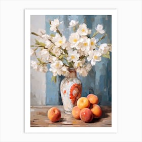Daffodil Flower And Peaches Still Life Painting 1 Dreamy Art Print