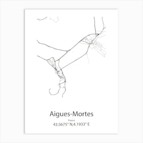 Aigues Mortes,France Minimalist Map Art Print