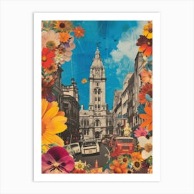 Dublin   Floral Retro Collage Style 1 Art Print