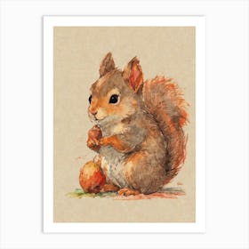 Squirrel With Apple Art Print