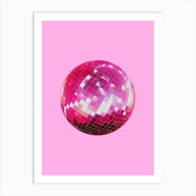 Pink Disco Ball, 70s, 90s, 80s, retro, candy, party, funky, dance, pop art design Art Print