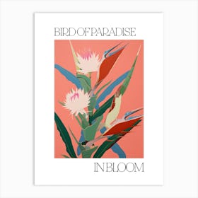 Bird Of Paradise In Bloom Flowers Bold Illustration 2 Art Print