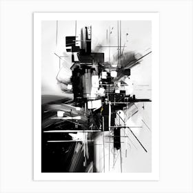 Technology Abstract Black And White 4 Art Print
