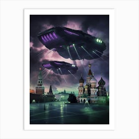 Spaceships Over Moscow Art Print