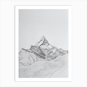 K2 Pakistanchina Line Drawing 4 Art Print