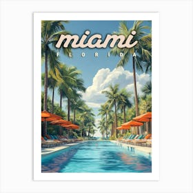 Miami Pool Vintage Poster Art Print