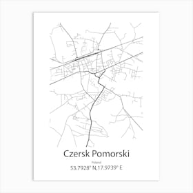 Czersk Pomorski,Poland Minimalist Map Art Print