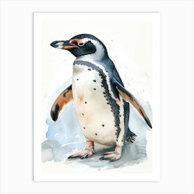 Humboldt Penguin Saunders Island Watercolour Painting 4 Art Print