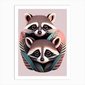 Raccoons Patterned Art Print