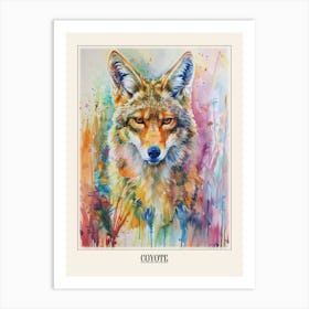 Coyote Colourful Watercolour 3 Poster Art Print