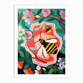 Maximalist Animal Painting Honey Bee 3 Art Print
