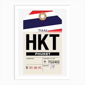 Phuket (HKT) Thailand Vintage Airline Luggage Tag Art Print