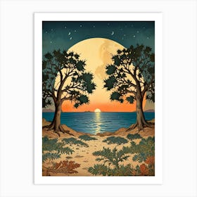 William Morris Full Moon Over The Ocean Art Print