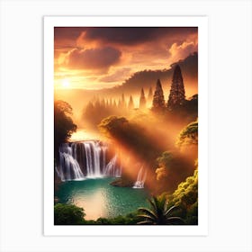 Sunrise Waterfall Art Print