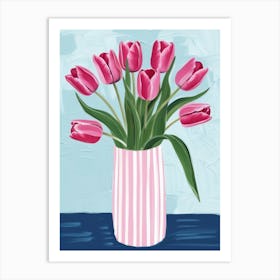 Pink Tulips In A Vase 1 Art Print