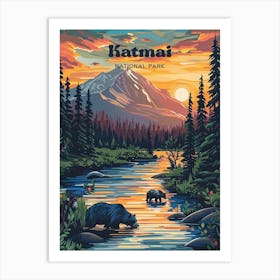 Katmai National Park Valley Travel Art Affiche