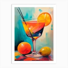 Delicious Cocktail With Lemons In Bright Colours Art Print