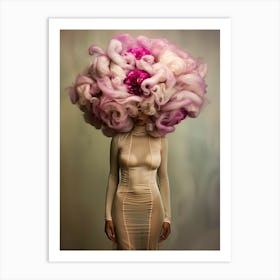 "Elegant Simplicity: Surreal Flower Hat" Art Print