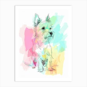 Pastel Watercolour Australian Terrier Dog Line Illustration 4 Art Print