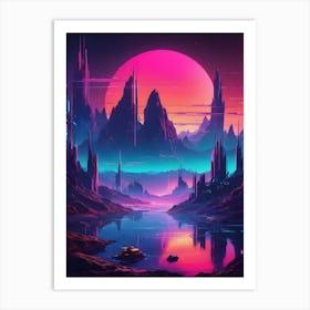 Futuristic cyberpunk Landscape Art Print