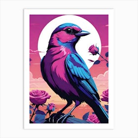 Bird With Roses Art Print