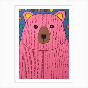 Pink Polka Dot Bear 5 Art Print