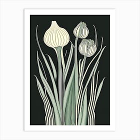 Garlic Herb William Morris Inspired Line Drawing Art Print