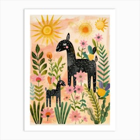 Llamas In The Garden Art Print