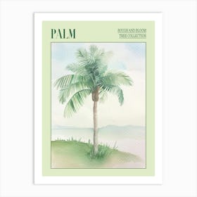 Palm Tree Atmospheric Watercolour Painting 3 Poster Art Print
