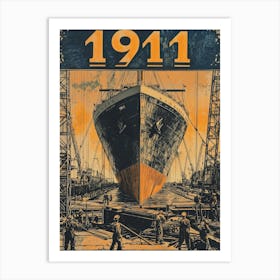 Aihrgdesign A Vintage Engineering Poster Showing The Titanic 7 Art Print