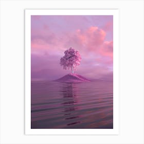 Pink Tree On An Island Art Print