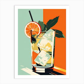 Mohito In A Glass, Mid century Art Print